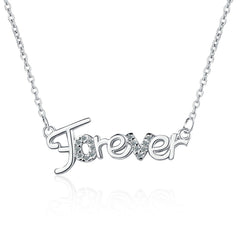 Cubic Zirconia & Silver-Plated 'Forever' Pendant Necklace