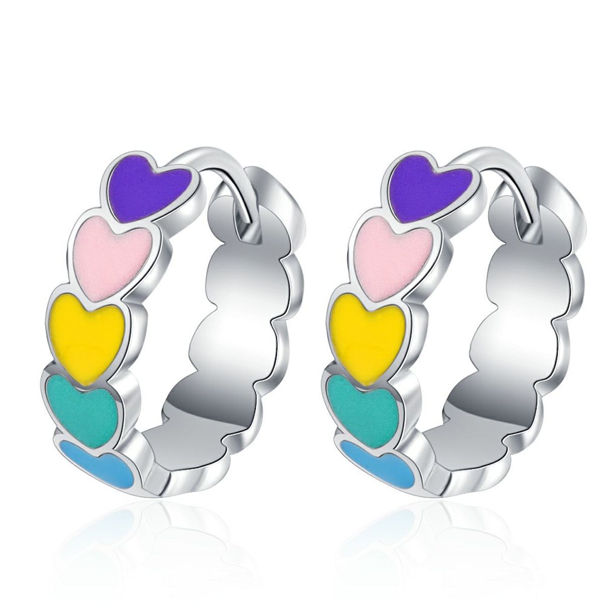 Pink and Green Heart Huggie Earrings, huggie earrings, vintage-inspired design, styled look