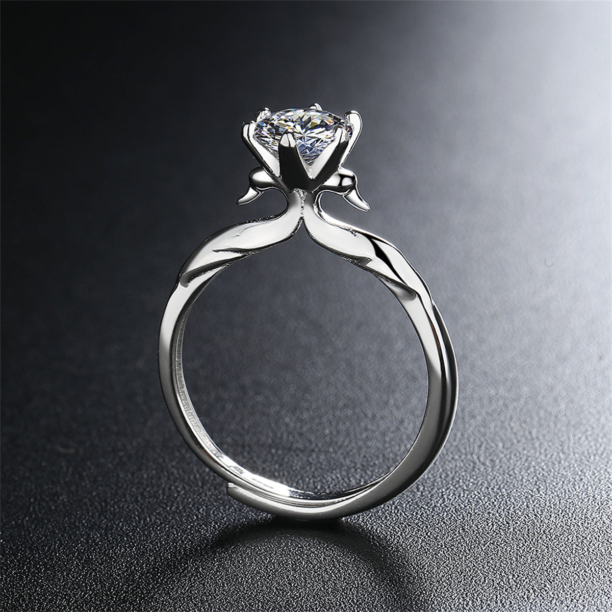 Crystal and Silver-Plated Botanical Adjustable Ring, silver statement rings for women, everyday style, lifestyle look