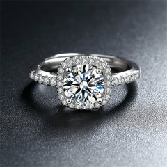 Crystal & Cubic Zirconia Silver-Plated Halo Square Ring