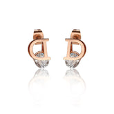 Crystal & 18K Rose Gold-Plated 'D' Stud Earrings