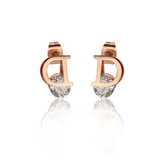 Crystal & 18K Rose Gold-Plated 'D' Stud Earrings