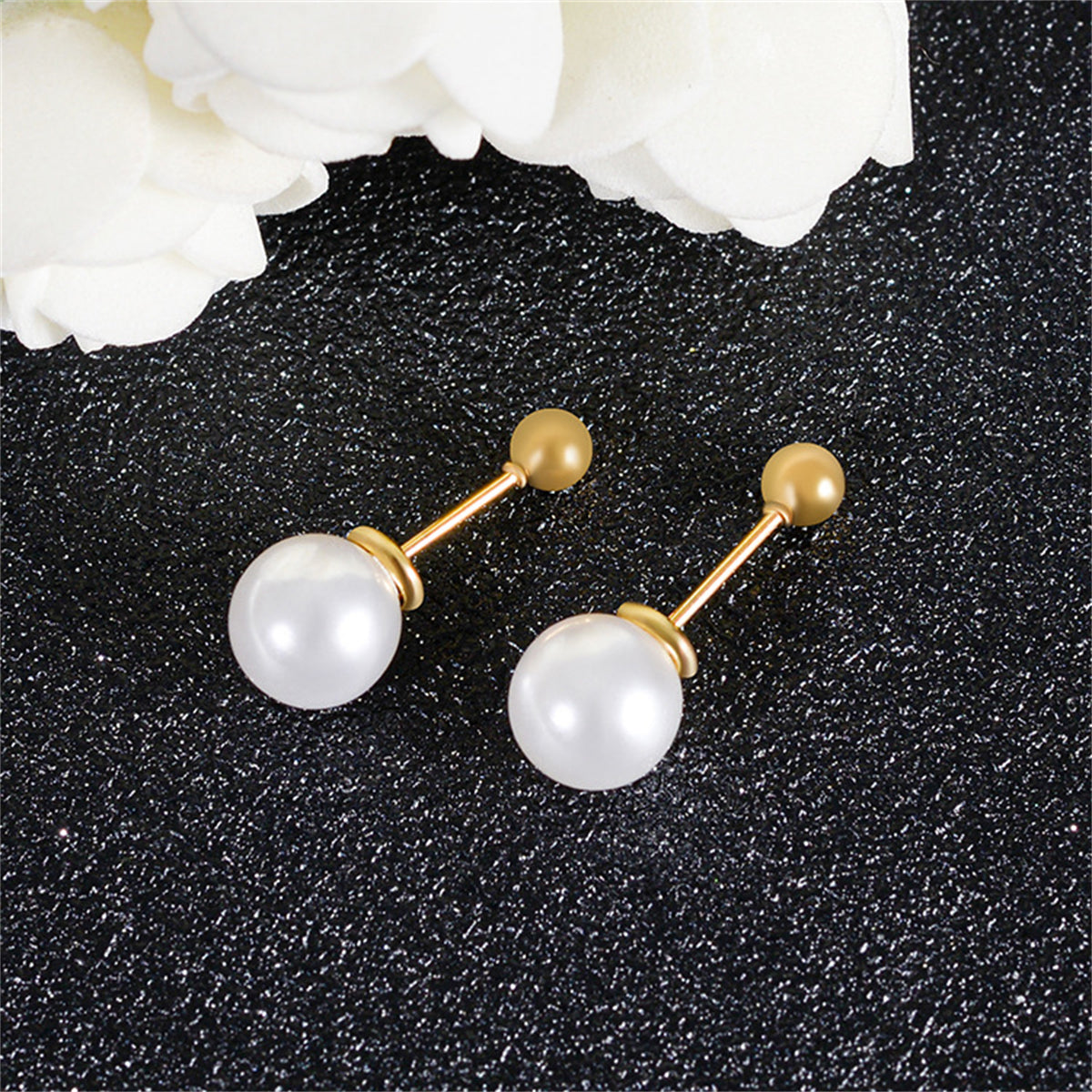 Pearl and 18K Gold-Plated Ear Jackets, gold stud earrings for women, elegant gift for her, styled look