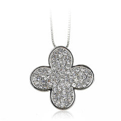 Cubic Zirconia & Silver-Plated Clover Pendant Necklace