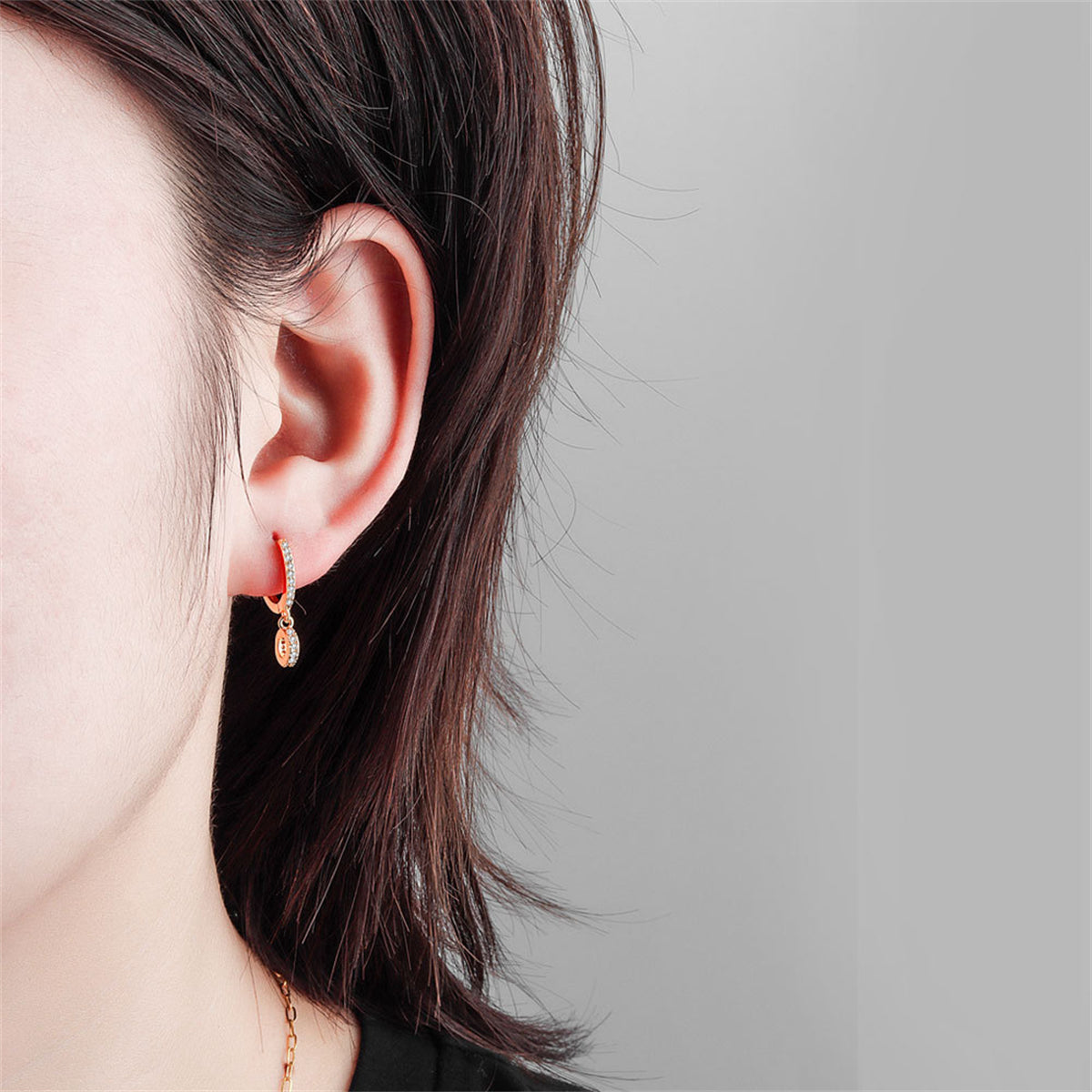 Cubic Zirconia and 18K Gold-Plated Round Huggie Earrings, gold huggie earrings, everyday style, styled look
