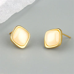 Cats Eye & 18K Gold-Plated Rhombus Stud Earrings