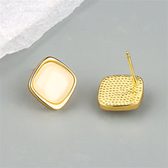 Cats Eye & 18K Gold-Plated Rhombus Stud Earrings