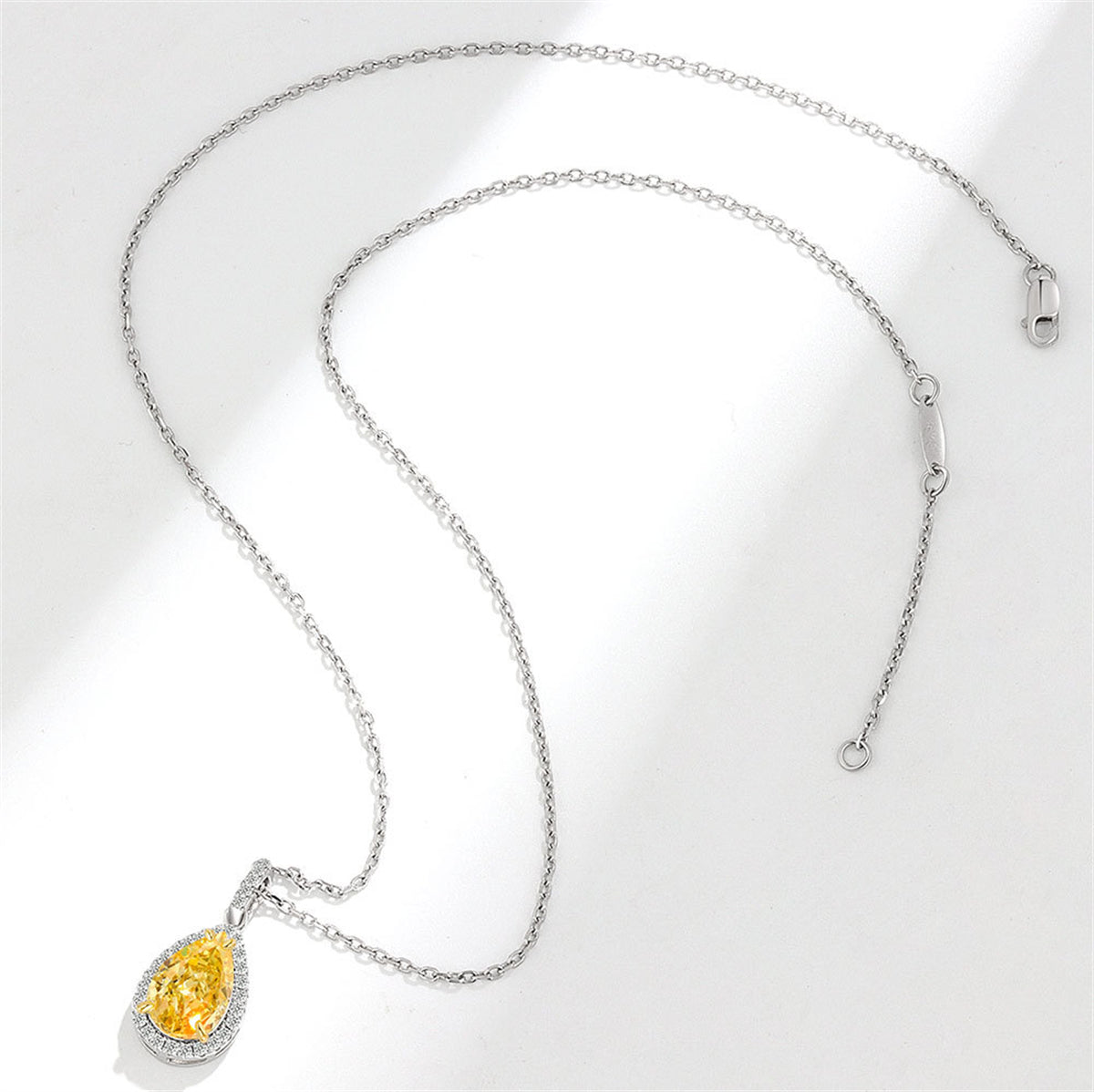 Yellow Crystal and Cubic Zirconia Drop Pendant Necklace, pendant necklace for women, elegant gift for her, lifestyle look