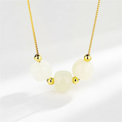 Jade & 18K Gold-Plated Beaded Pendant Necklace