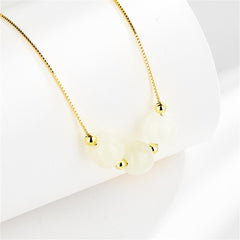 Jade & 18K Gold-Plated Beaded Pendant Necklace