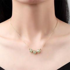 Jade & 18K Gold-Plated Beaded Pendant Necklace