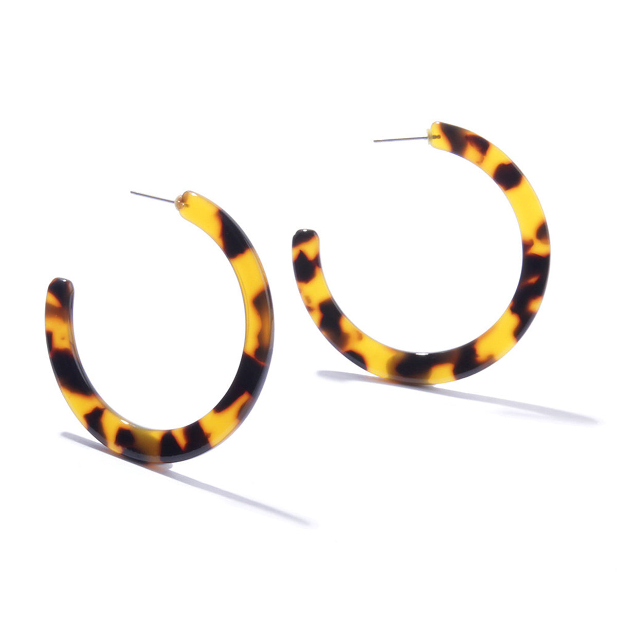 Coffee Acrylic and Silver-Plated Hoop Earrings, vintage-inspired design, front view