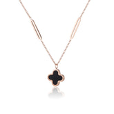 Black Acrylic & 18K Rose Gold-Plated Clover Pendant Necklace