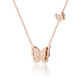 18K Rose Gold-Plated Double Frosted Butterfly Pendant Necklace