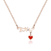 Cubic Zirconia & 18K Rose Gold-Plated 'I Love You' Necklace