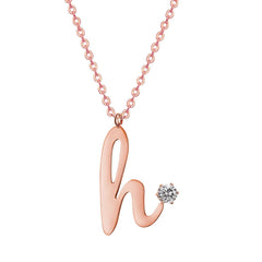 Cubic Zirconia & 18K Rose Gold-Plated 'H' Pendant Necklace