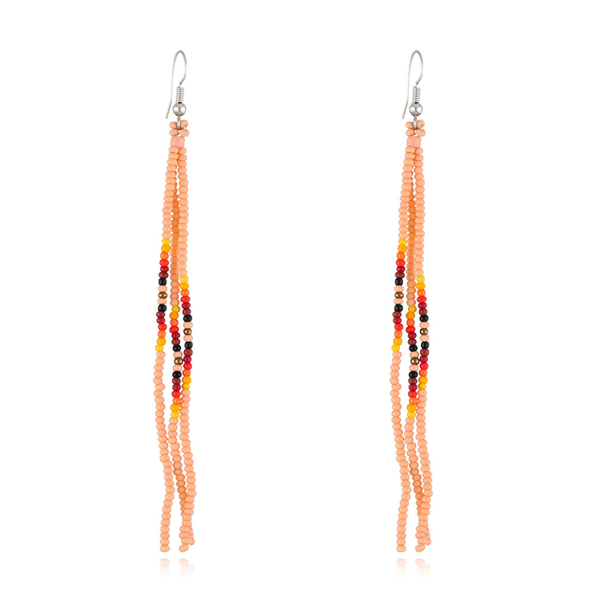 Orange Howlite and Silver-Plated Tassel Drop Earrings, silver drop earrings for women, everyday style, side view