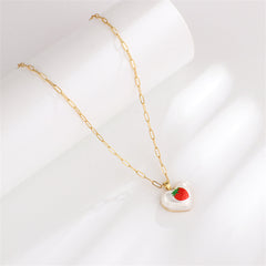 Pearl & 18K Gold-Plated Strawberry Heart Pendant Necklace