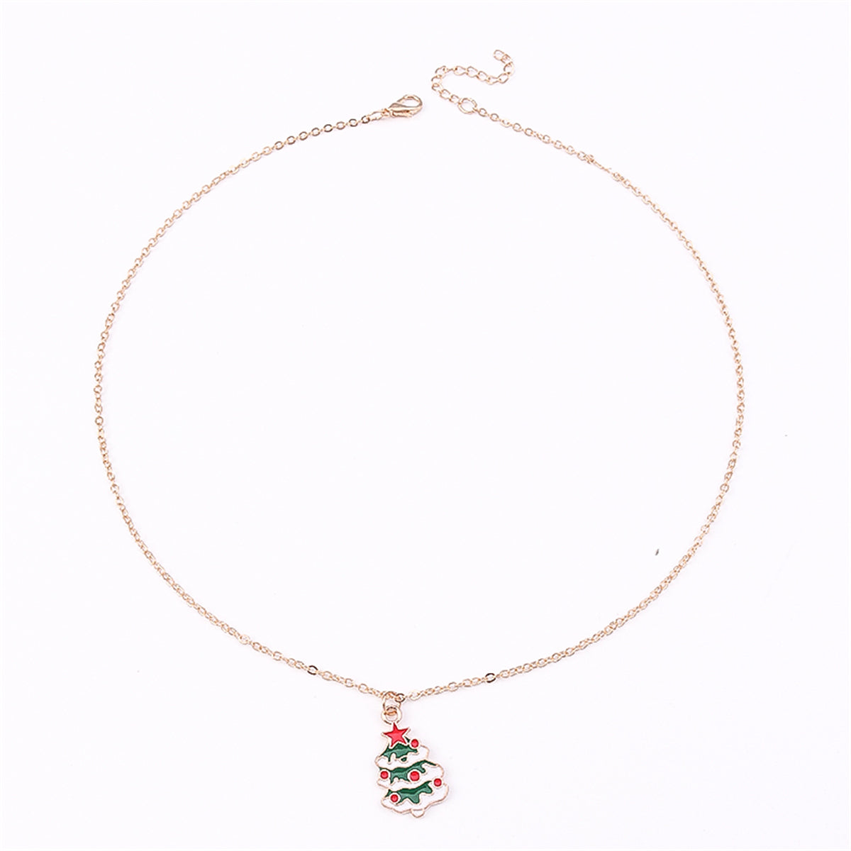 Red and White Christmas Tree Pendant Necklace, pendant necklace for women, elegant gift for her, side view