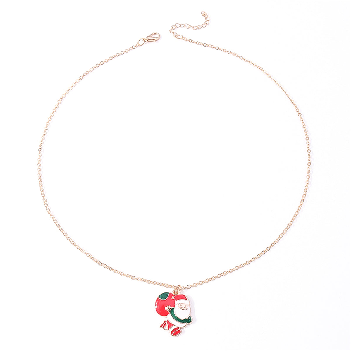 Red and Black Enamel Santa Pendant Necklace, pendant necklace for women, botanical inspired, side view