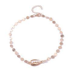 Pearl & 18K Gold-Plated Sequin Shell Arm Chain