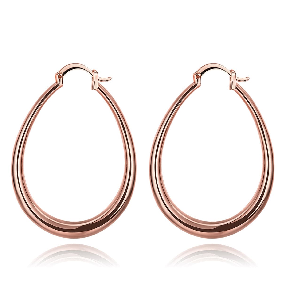 18k Rose Gold-Plated Ellipse Hoop Earrings - streetregion
