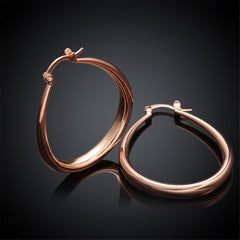 18k Rose Gold-Plated Ellipse Hoop Earrings - streetregion