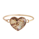 Abalone Shell & Resin 18K Gold-Plated Heart Charm Bangle