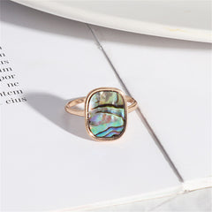 Abalone Shell & 18K Gold-Plated Bezel-Set Cushion Ring
