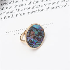 Abalone Shell & 18K Gold-Plated Round Ring