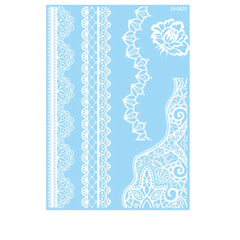 White Lace Lotus Temporary Tattoo Sheet - 5 Pcs