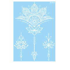 White Lace Lotus Flower Temporary Tattoo Set - 5 Pcs