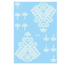 White Lace Floral Chevron Temporary Tattoo Set - 5 Pcs