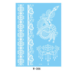 White Flying Heart Botanical Temporary Tattoo Sheet - 5 Pcs