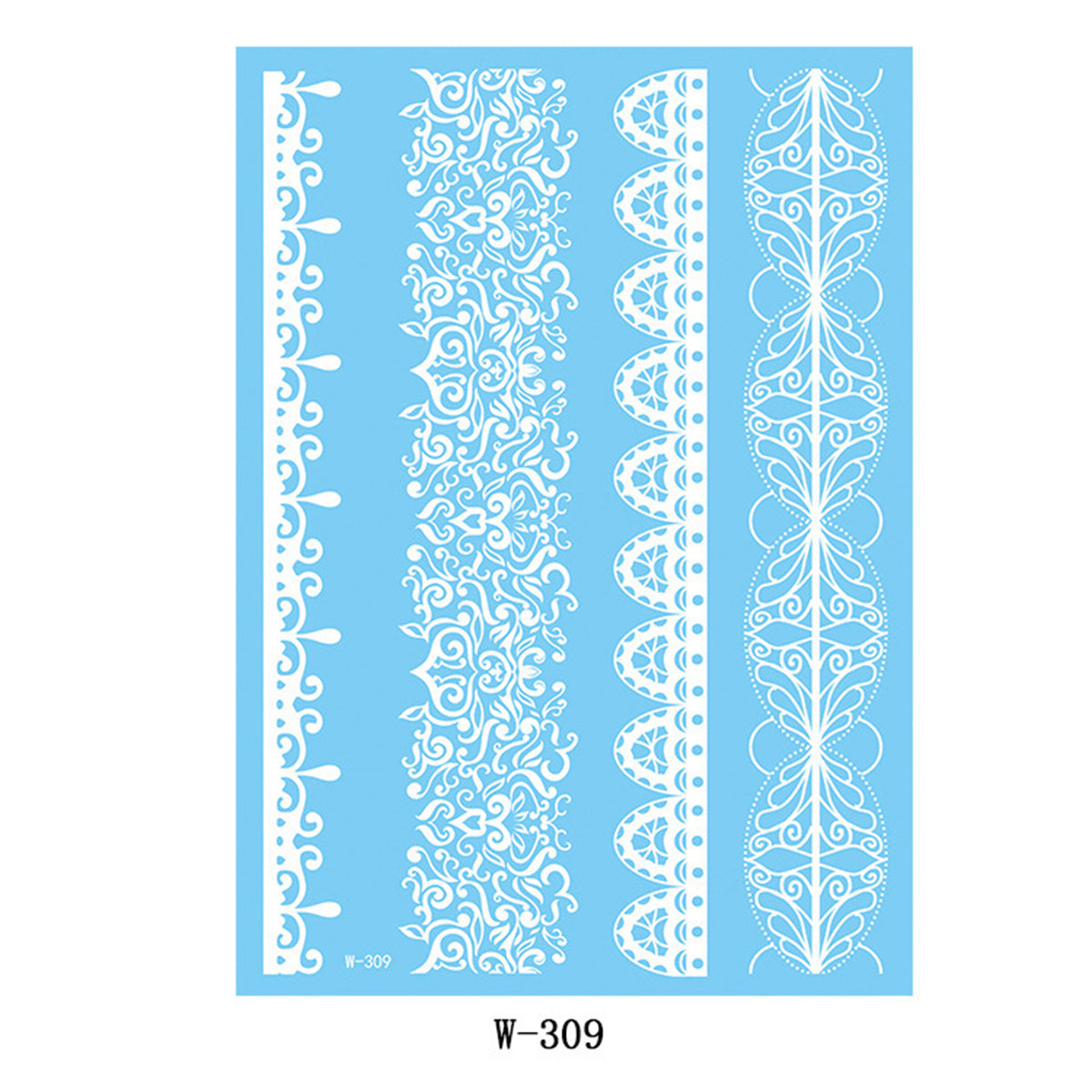 White Abstract Stripe Temporary Tattoo Set - 5 Pcs, vintage-inspired design, front view