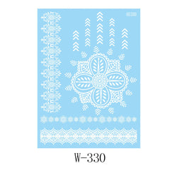 White Floral Lacy Temporary Tattoo Set - 5 Pcs