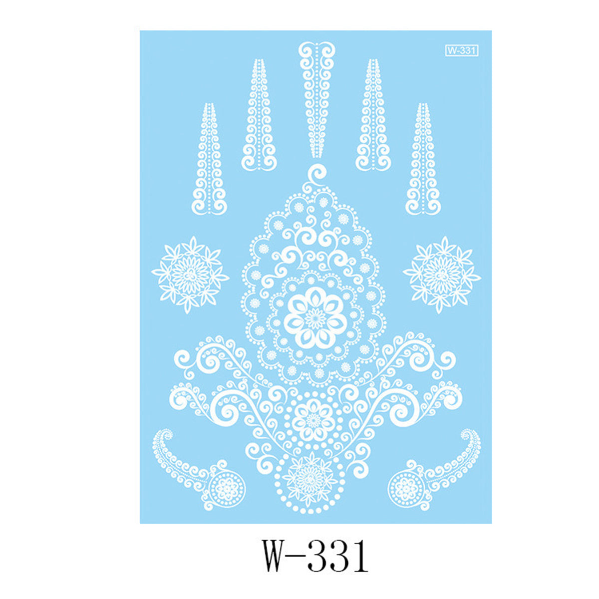 White Lace Flower Temporary Tattoo Set - 5 Pcs, everyday style, front view