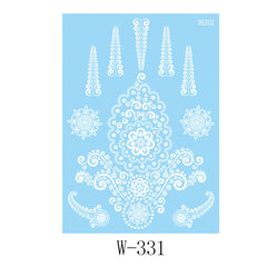 White Lace Flower Temporary Tattoo Set - 5 Pcs