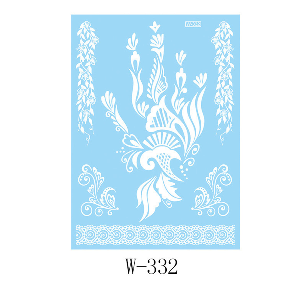 White Floral Wing Temporary Tattoos-Set Of 5, dainty minimalist design, front view