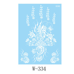 White Lace Botanical Temporary Tattoo Sheet - 5 Pcs