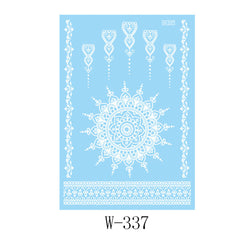 White Flower Lace Temporary Tattoo Sheet - 5 Pcs