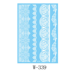 White Rattan Floral Temporary Tattoos-Set Of 5