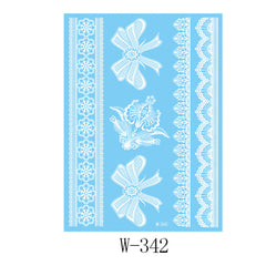 White Floral Butterfly Temporary Tattoos-Set Of 5