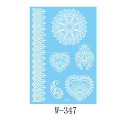 White Filigree Heart Temporary Tattoo Set - 5 Pcs