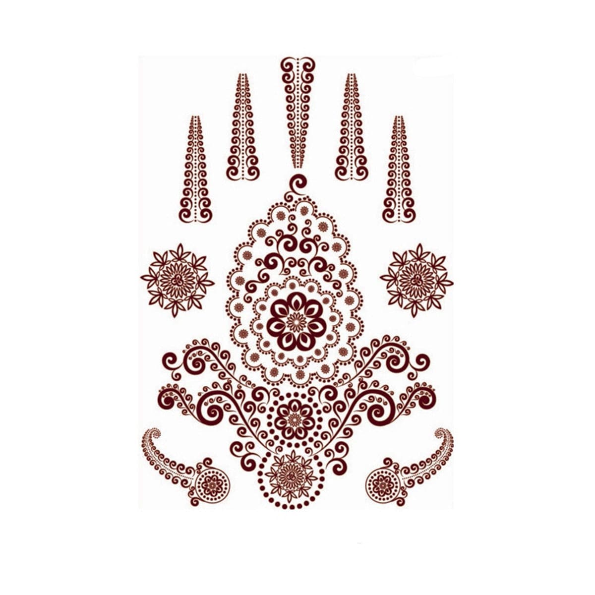 Red Flower Swirl Temporary Tattoo Sheet - 5 Pcs, elegant gift for her, front view