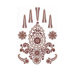 Red Flower Swirl Temporary Tattoo Sheet - 5 Pcs