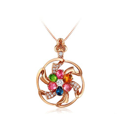 Pink & 18K Rose Gold-Plated Flower Pendant Necklace