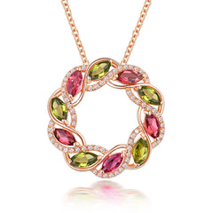 cubic zirconia & 18k Rose Gold-Plated Floral Circle Pendant Necklace - streetregion