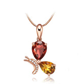 Red Crystal & Cubic Zirconia Pear-Cut Butterfly Pendant Necklace