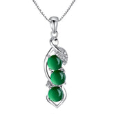Green Jade & cubic zirconia Bean Pendant Necklace - streetregion